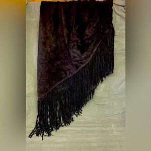 Frontier Collection Vintage Black Fringe Asymmetrical Skirt